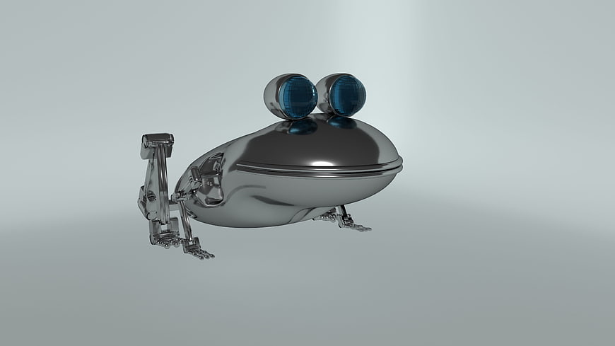 3D Render of a Futuristic Metallic Robot Frog