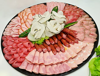 Assorted Cold Cuts and Sausage Platter With Onion Roses