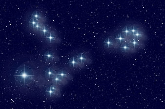 Pisces Constellation Star Map On Deep Blue Night Sky Background
