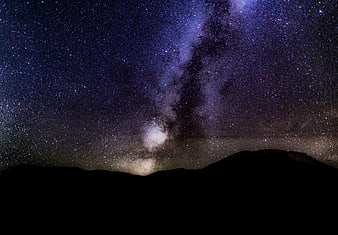 Milky Way Galaxy Over Silhouetted Mountain Range at Night