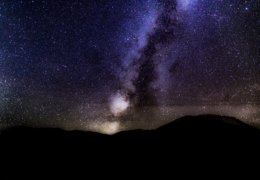 Milky Way Galaxy Over Silhouetted Mountain Range at Night