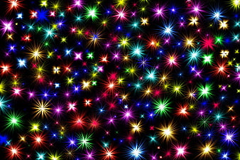 Colorful Starburst Light Effects on Black Background