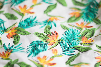 Tropical Floral Fabric Pattern with Hibiscus and Leaves