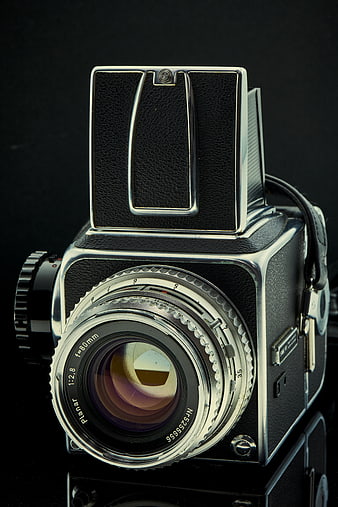 Vintage Hasselblad Medium Format Camera on Black Background