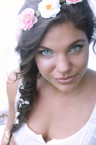 Portrait of Woman with Flower Crown and Braided Hair