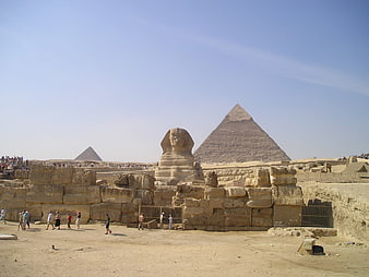 Giza Plateau with Great Sphinx and Pyramids in Egypt