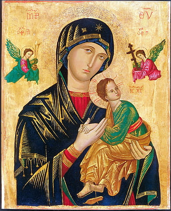 Traditional Orthodox Icon of Virgin Mary and Child Jesus