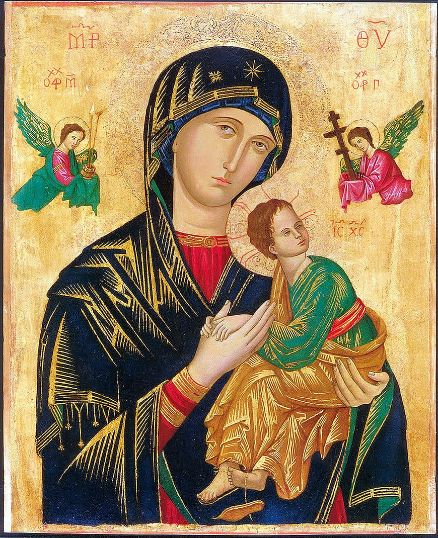 Traditional Orthodox Icon of Virgin Mary and Child Jesus