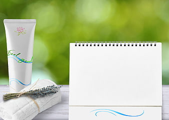 Spa Wellness Calendar Mockup With Cream Tube And Lavender