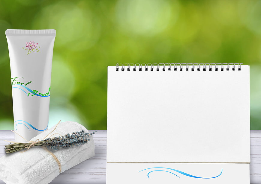 Spa Wellness Calendar Mockup With Cream Tube And Lavender