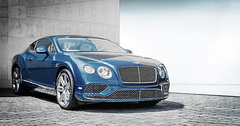 Blue Bentley Continental GT on Cobblestone