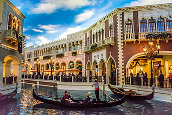 Gondola Ride Along Canal At The Venetian Hotel Las Vegas