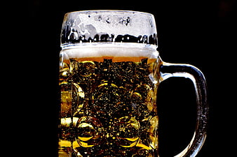 Close-up of Cold Beer Mug with Condensation