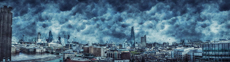 Dramatic Storm Clouds Over London City Skyline