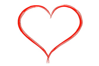 Red Brushstroke Heart Outline On White Background