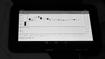 Forex Trading Chart On Tablet Screen In Dark Room