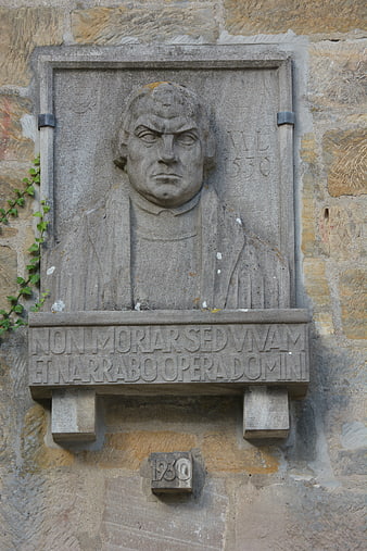 Stone Relief Portrait of Martin Luther on Wall