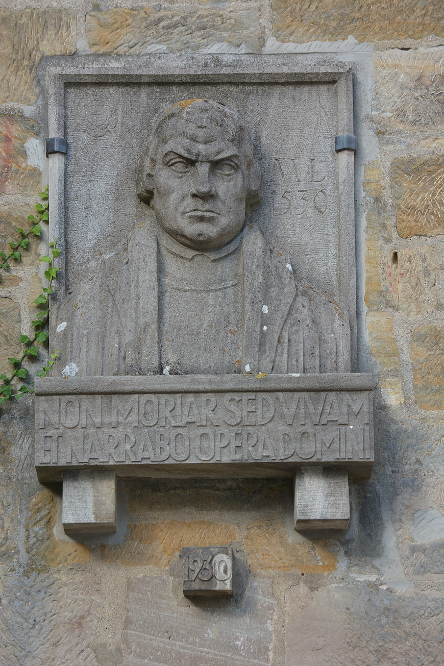 Stone Relief Portrait of Martin Luther on Wall