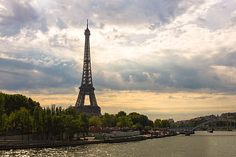 Eiffel Tower and Seine River in Paris at Sunset