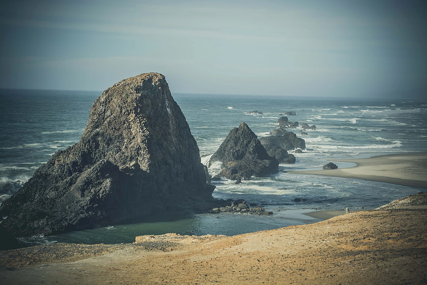 Dramatic coastal rock formations on a rugged Australian beach