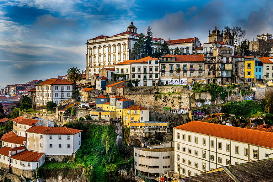 Colorful Hillside Architecture in Porto, Portugal