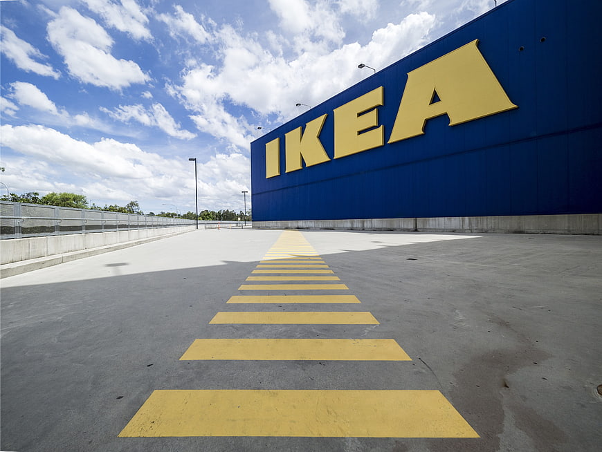 Exterior of IKEA Store with Yellow Crosswalk