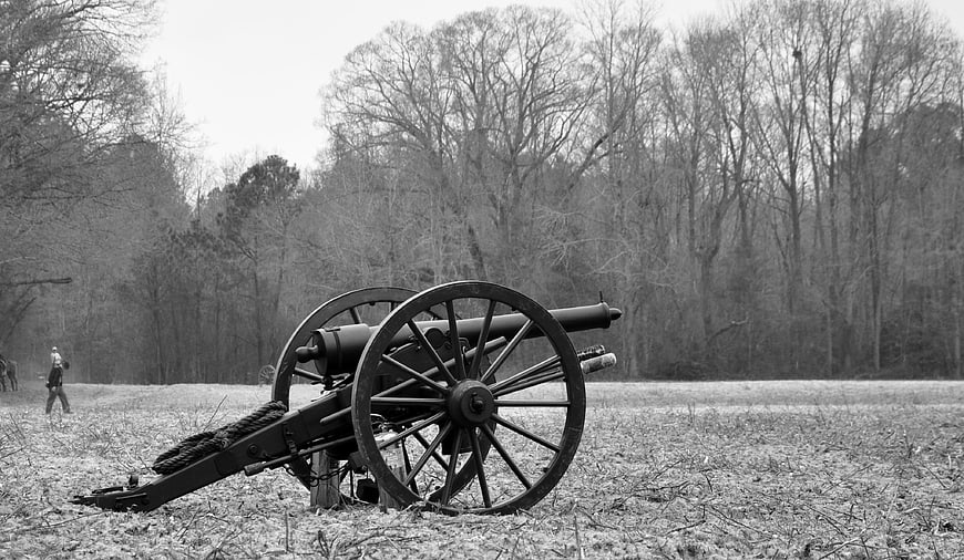 Historic Civil War Cannon On Battlefield