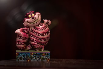 Handcrafted Cheshire Cat Figurine on Decorative Base