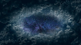 Milky Way Galaxy Peeking Through Dark Storm Clouds at Night