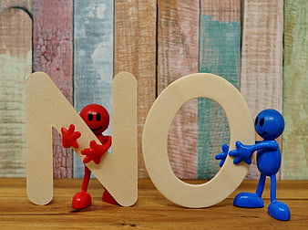 Cute Red and Blue Plastic Figures Holding Wooden No Letters