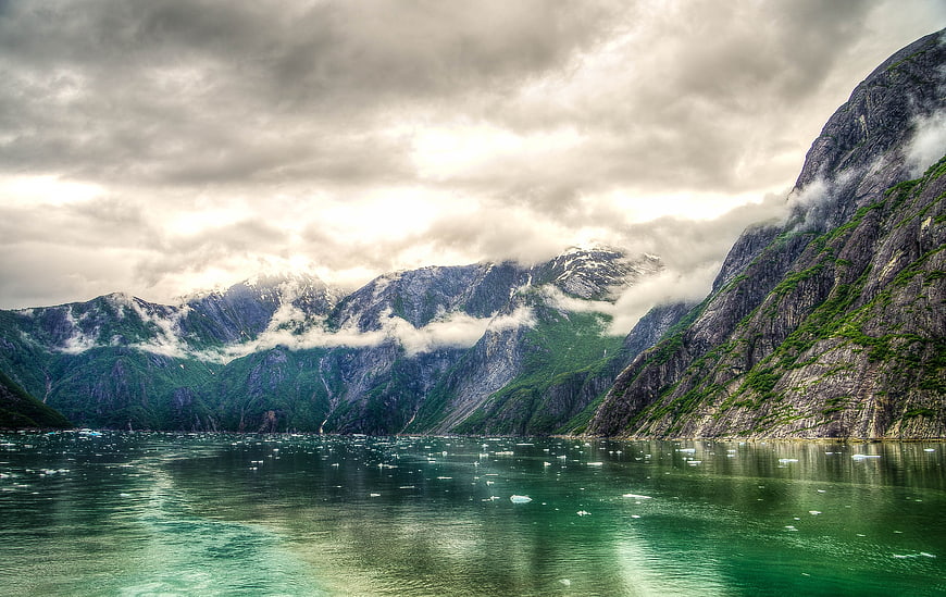Dramatic Tracy Arm Fjord Landscape with Floating Ice