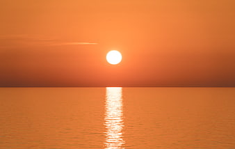 Minimalist Orange Sunrise Over Calm Water