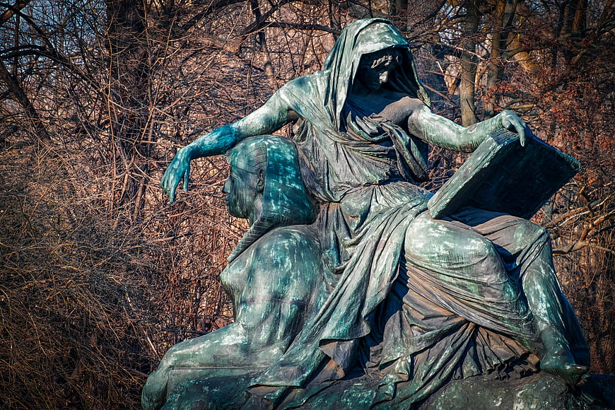 Bronze Sphinx and Woman Sculpture in Berlin Park