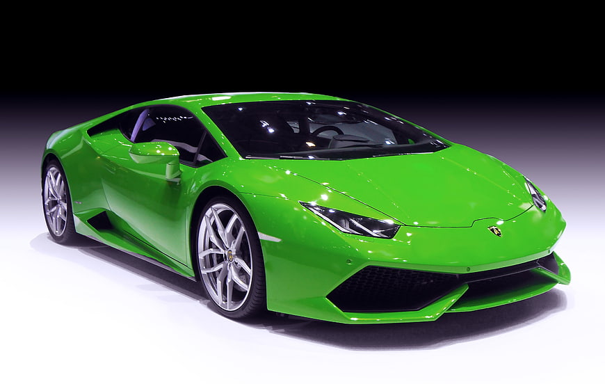 Vibrant Green Lamborghini Huracan on White Background