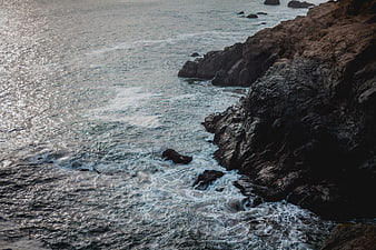Rugged Rocky Coastline with Crashing Ocean Waves