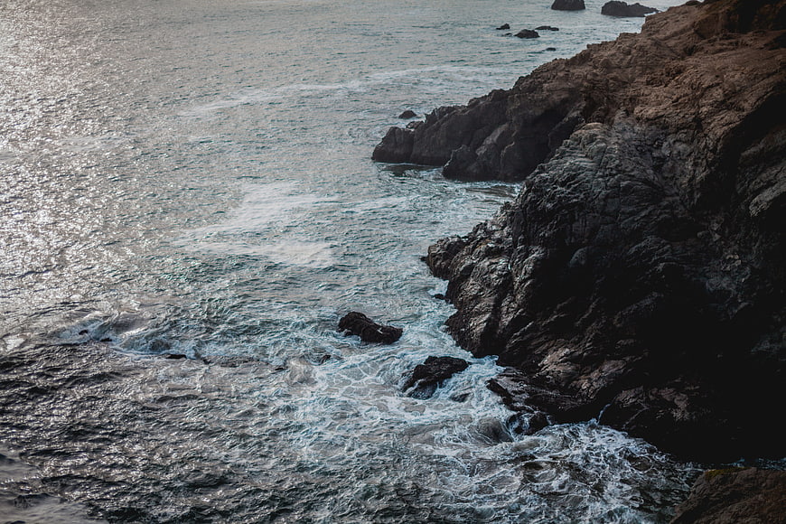 Rugged Rocky Coastline with Crashing Ocean Waves