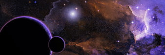 Sci-fi space scene with planets and colorful nebula