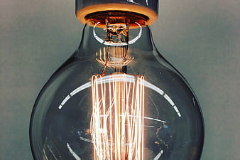 Close-up of Vintage Edison Lightbulb with Glowing Filament