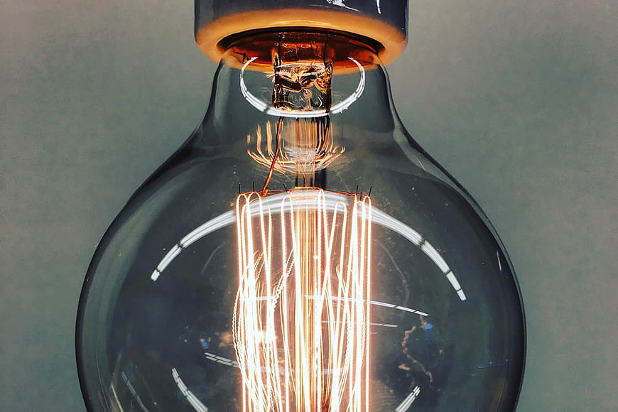Close-up of Vintage Edison Lightbulb with Glowing Filament
