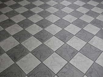 Gray and White Checkered Ceramic Tile Floor Pattern