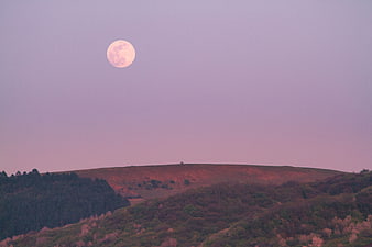 Full Moon Over Rolling Hills at Dusk