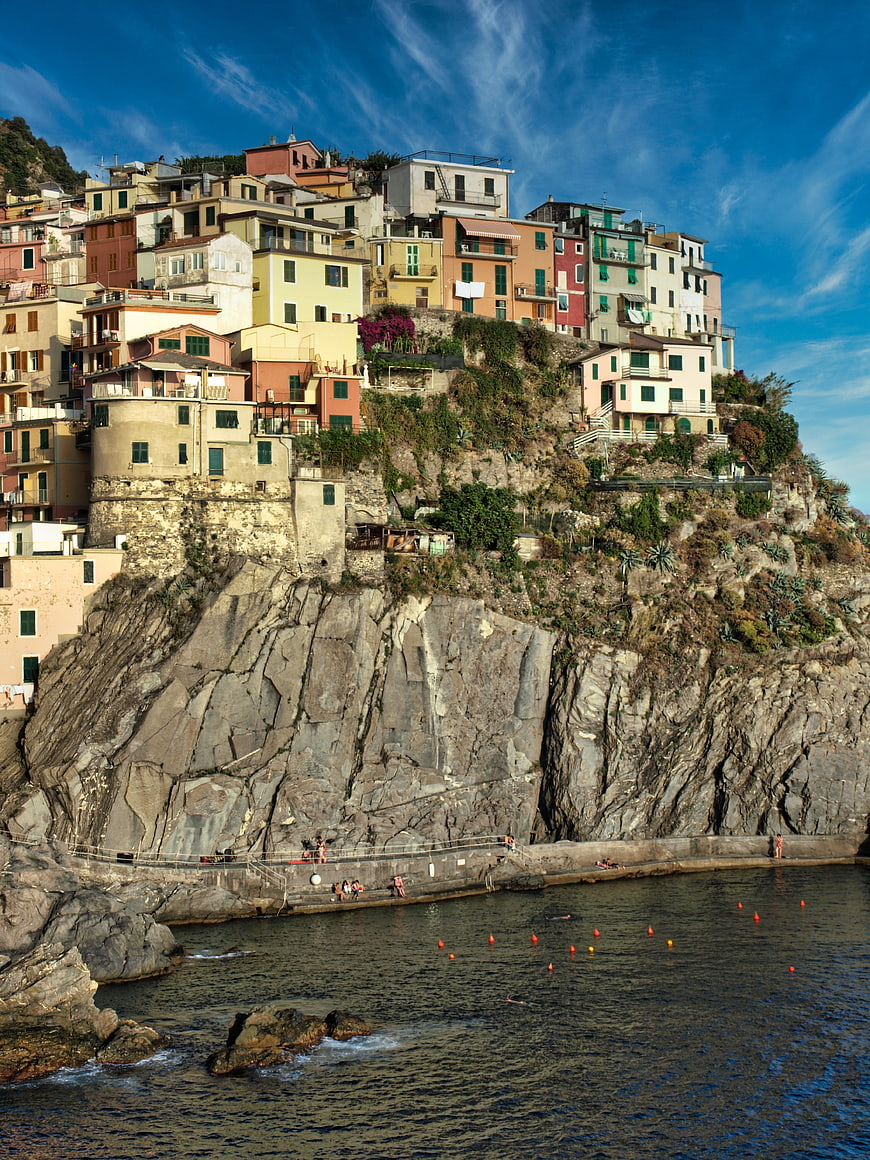 Colorful Cinque Terre Village on Cliffs Overlooking the Sea