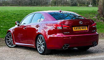 Rear View of Red Lexus IS-F Sports Sedan