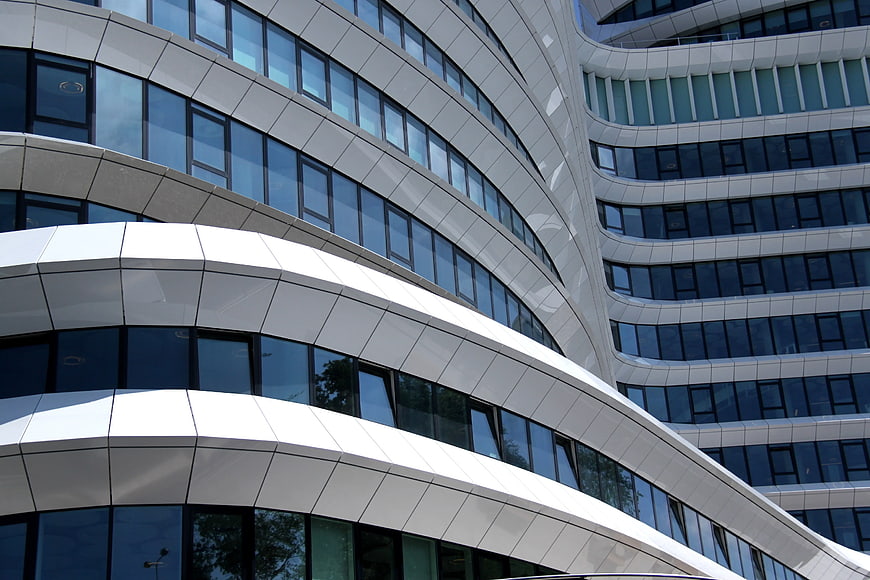 Modern Curved Glass Office Building Architecture