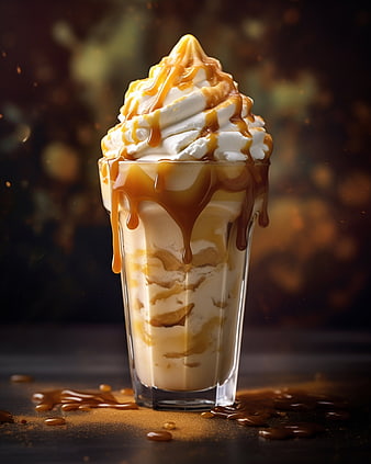 Delicious Caramel Frappe with Whipped Cream and Drizzle