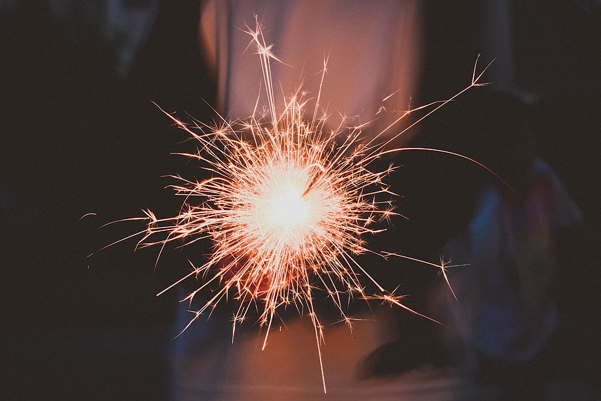 Bright Sparkler Burning in the Dark Night