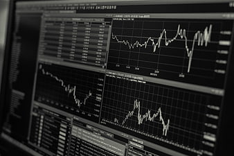 Financial trading charts on computer monitor screen