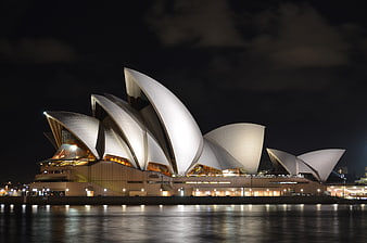 Sydney Opera House at Night with Water Reflections