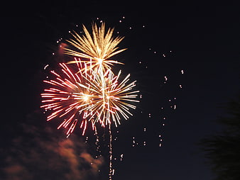 Colorful Fireworks Bursting In Night Sky