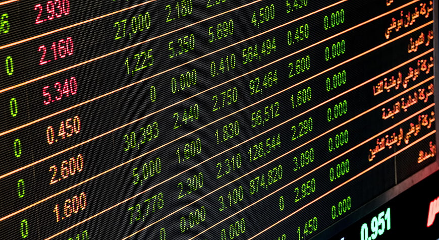 Stock Market Ticker Display with Arabic Text